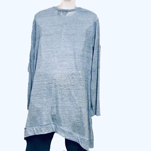 Tahari Blue Linen Duster Cardigan Sweater Petite Small - Picture 4 of 14